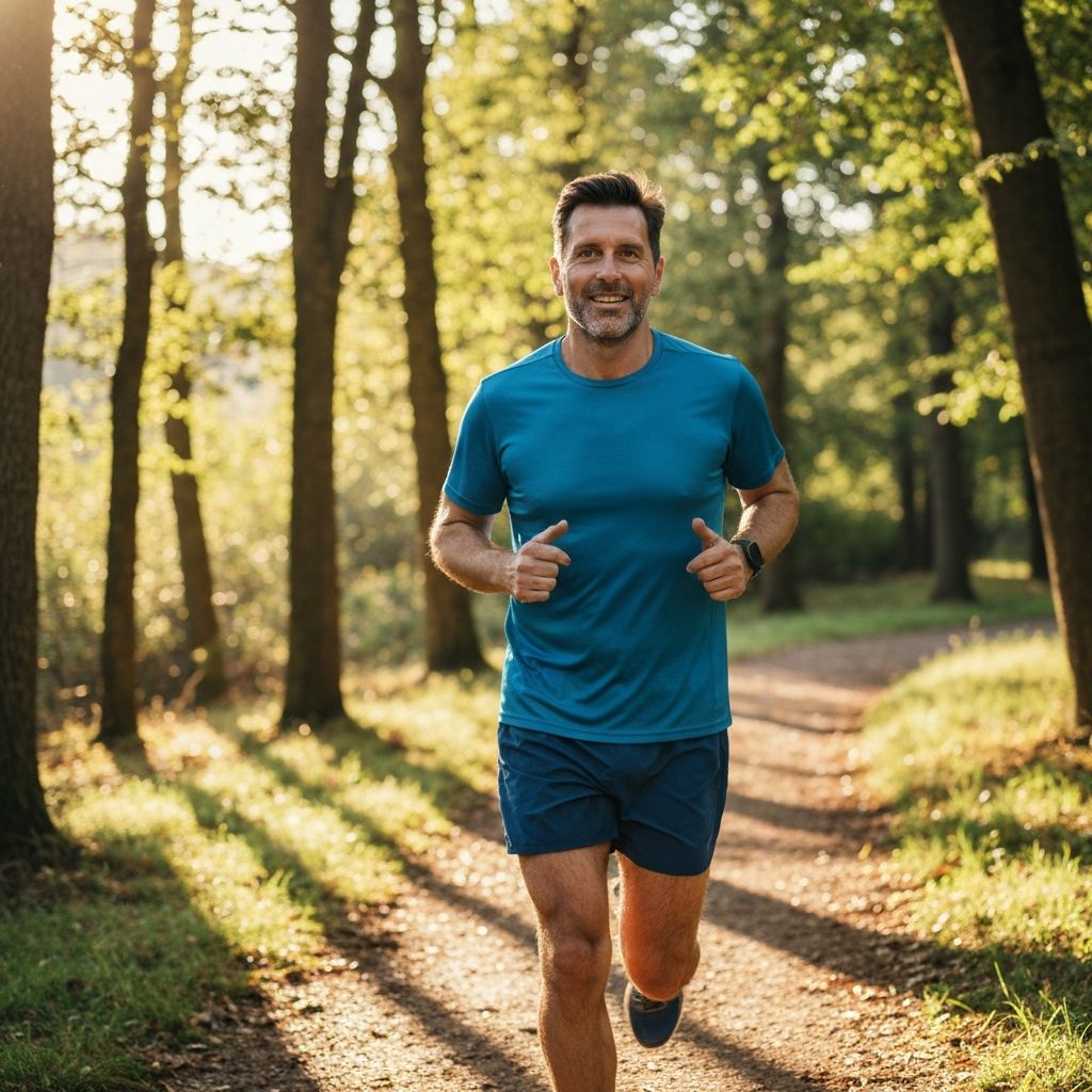 Pria aktif berolahraga di alam